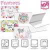 Better Office Products Thank You Cards W/Envs, 4 Cover Designs, Blank Inside, All Occasions, Floral Collection, 100PK 64521